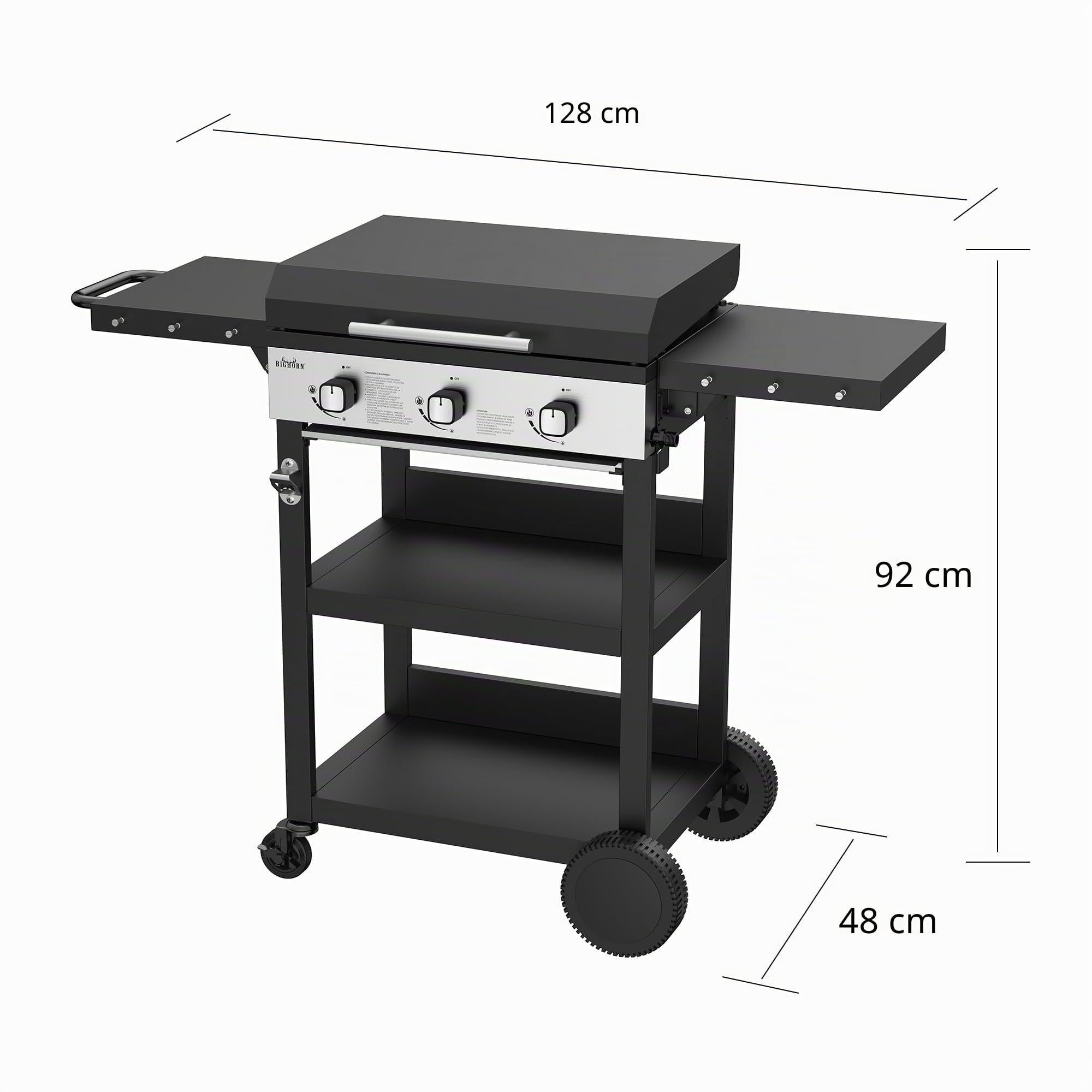 BIG HORN Piastra a gas con 3 bruciatori con carrello e coperchio; 7.2 kW