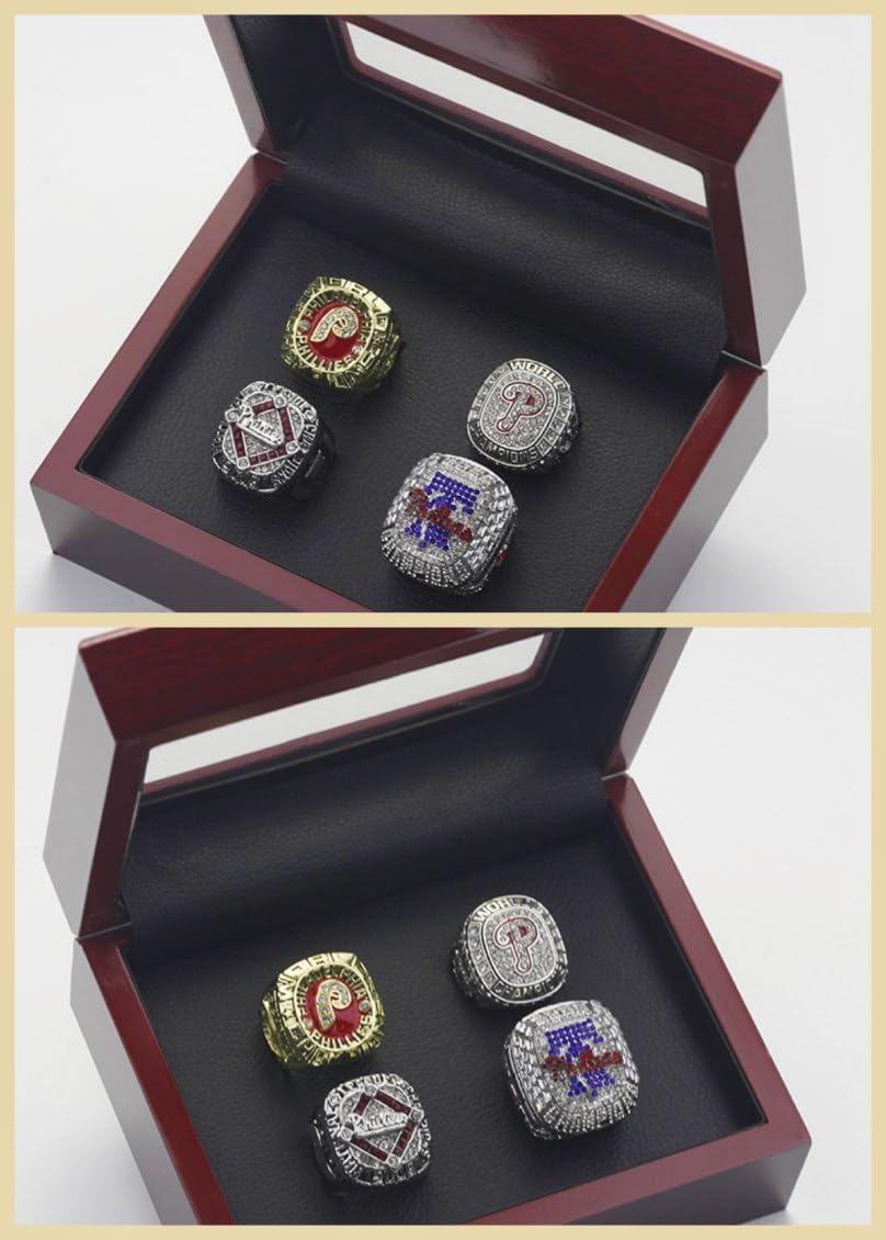 CLASSIC SERIES PHI 1980 2008 09 22 CHAMPIONSHIP RING Set Phier #Rarity Luxury Commemorative Sports Fan Detail Gift - Glory Collect Various Festivals Occasions with Sandalwood Box