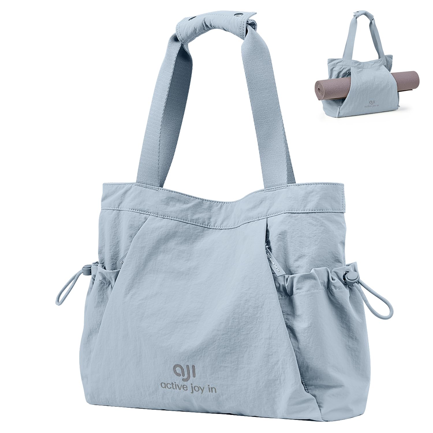 Yoga Bag for Women, Sport Gym Bag with Wet and Dry Separation Bag, Tote Bags with Multiple Pockets and Zipper for Yoga Mat Carrier Pilates School Office Travel Beach (Blue)