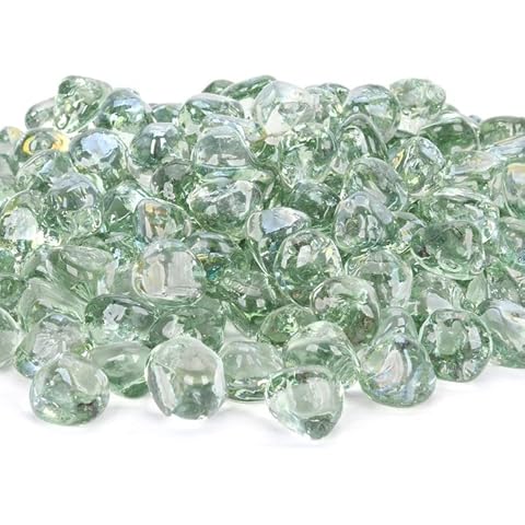 vchin 9,1 kg Feuerstelle Glassteine, klares Feuerglas für Propangas, Kamin und Dekoration für den Außenbereich. 2,5 cm Diamant-Feuerglasperlen Cover