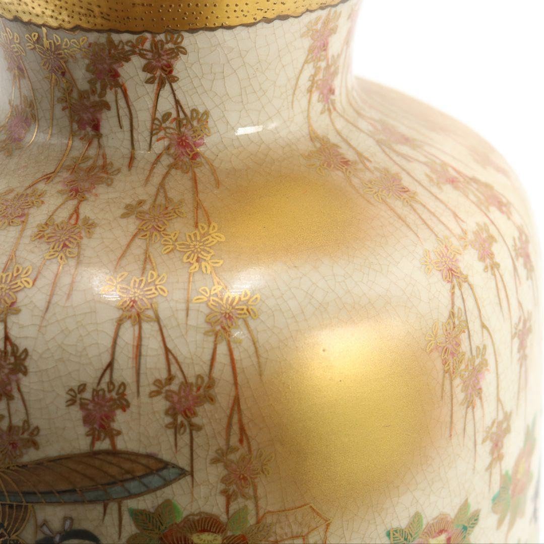 薩摩焼 花魁道中図花瓶 金襴手 合箱付 壺　V226 Amazon.co.jp: 薩摩焼 花魁道中図花瓶 金襴手 合箱付 壺 V226