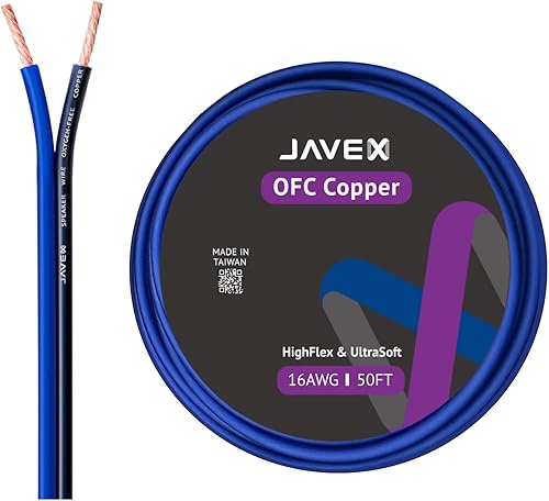 Miniatura 15 de JAVEX Cable de altavoz de audio de calibre 12 AWG (100 pies), [cobre libre de oxígeno OFC] Cable plano delgado para audio estéreo de automóvil,