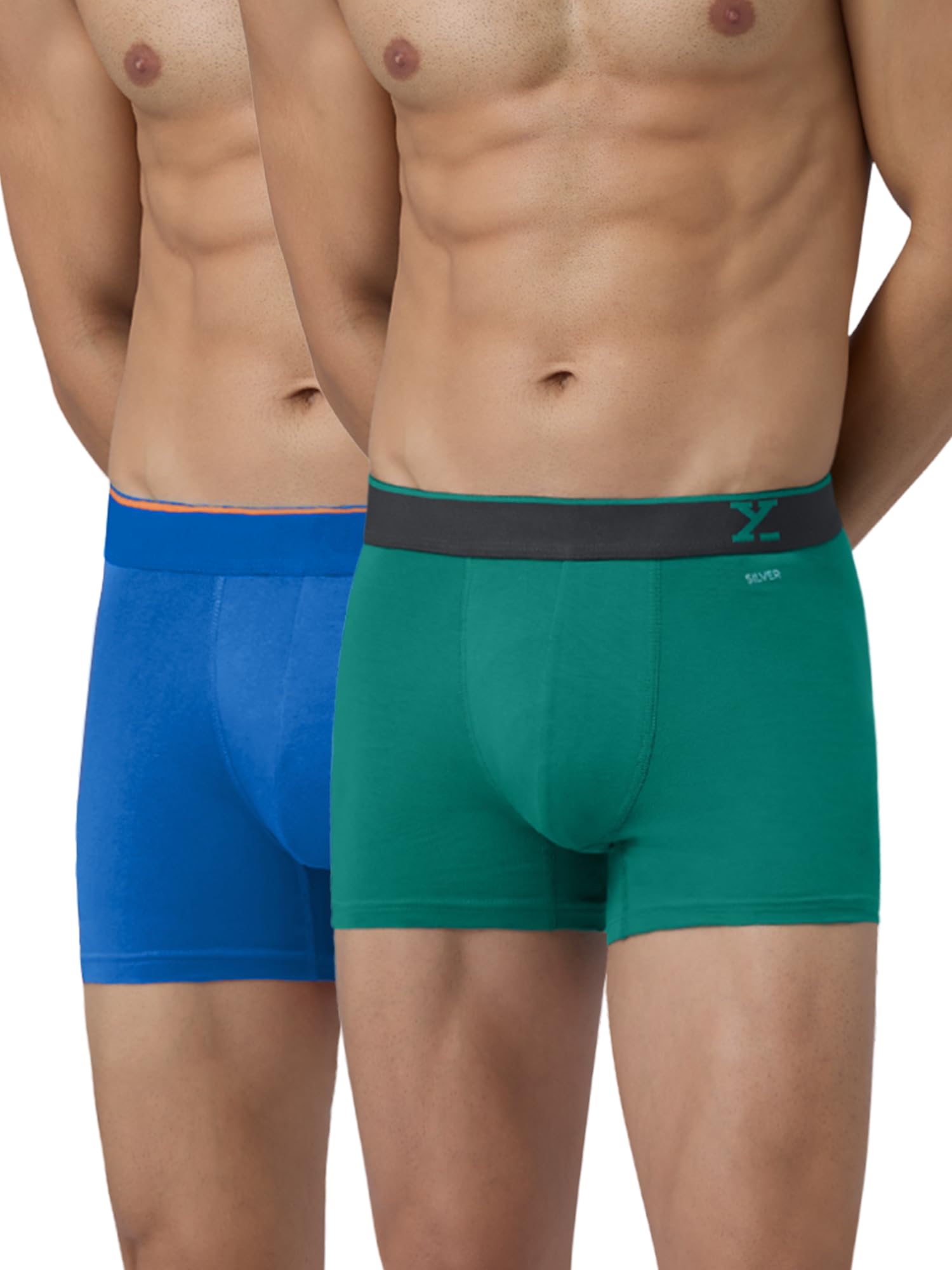 XYXXMen's Super Combed Cotton Regular Fit Solid Antibacterial Trunks with No Marks Waistband (Pack of 2)