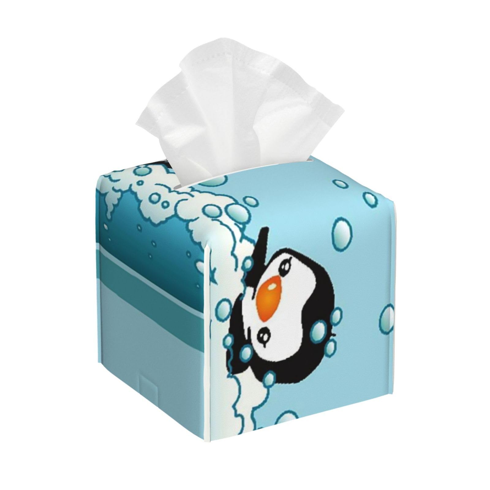 Cute Penguins PVC Cube Tissue Pack for Home Office Bathroom Use