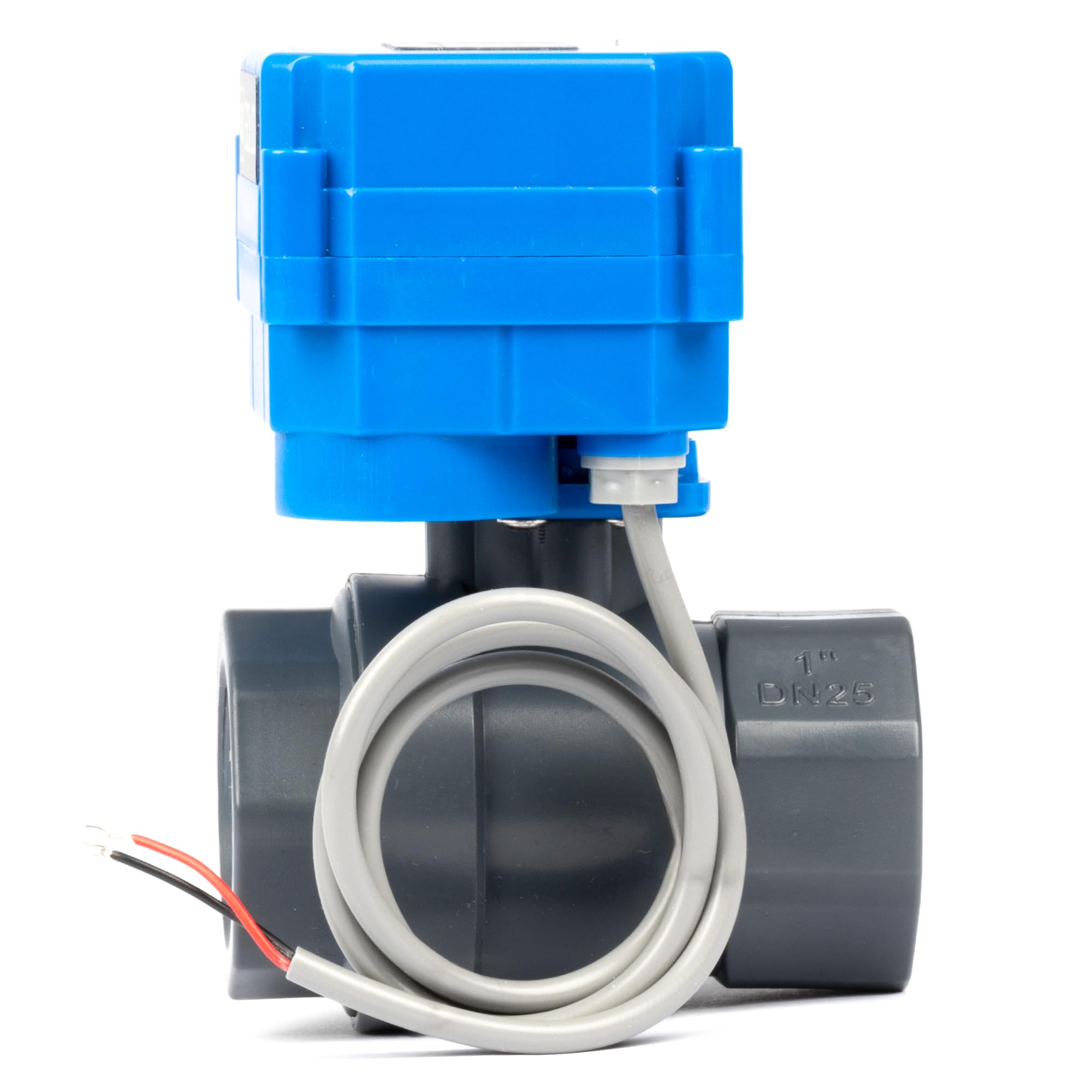 U.S. Solid Válvula de bola motorizada UPVC de 1 pulgada, válvula de bola eléctrica de plástico de 85-265 V CA, retorno automático de 2 cables, normalmente abierta, puerto completo