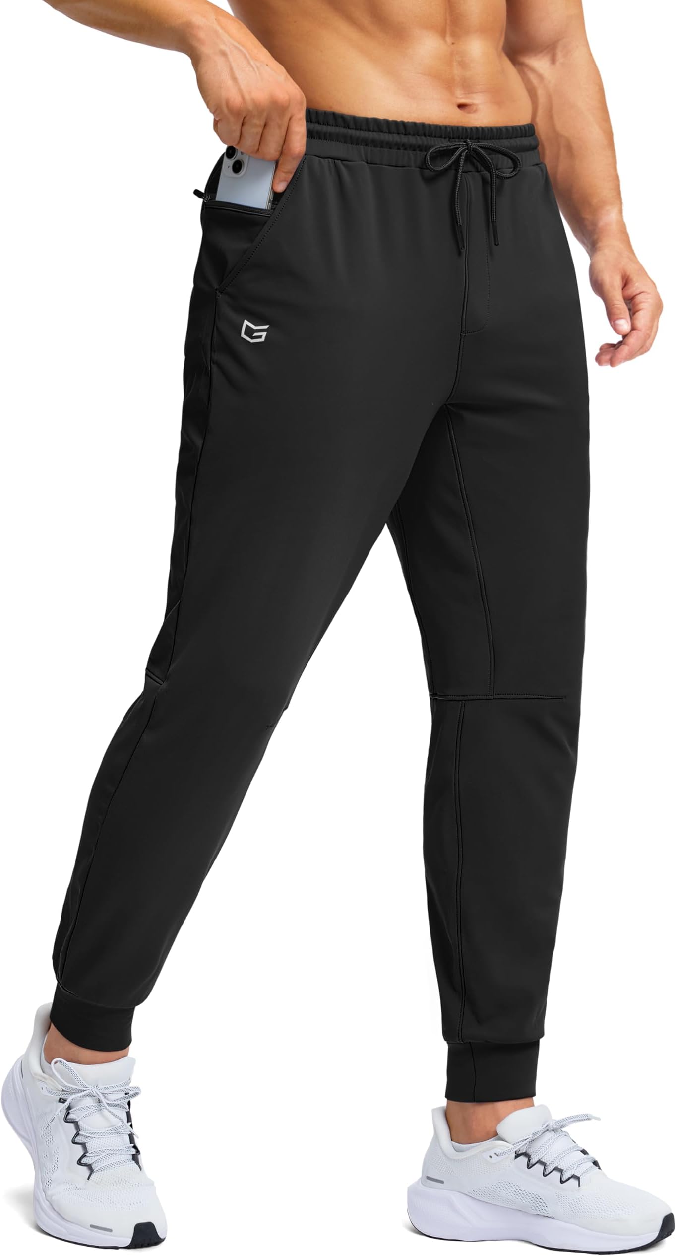 - Men's Fleece Lined Athletic Pants with Zipper Pocket Winter Warm Joggers Water Resistant Running Sweatpants for Men