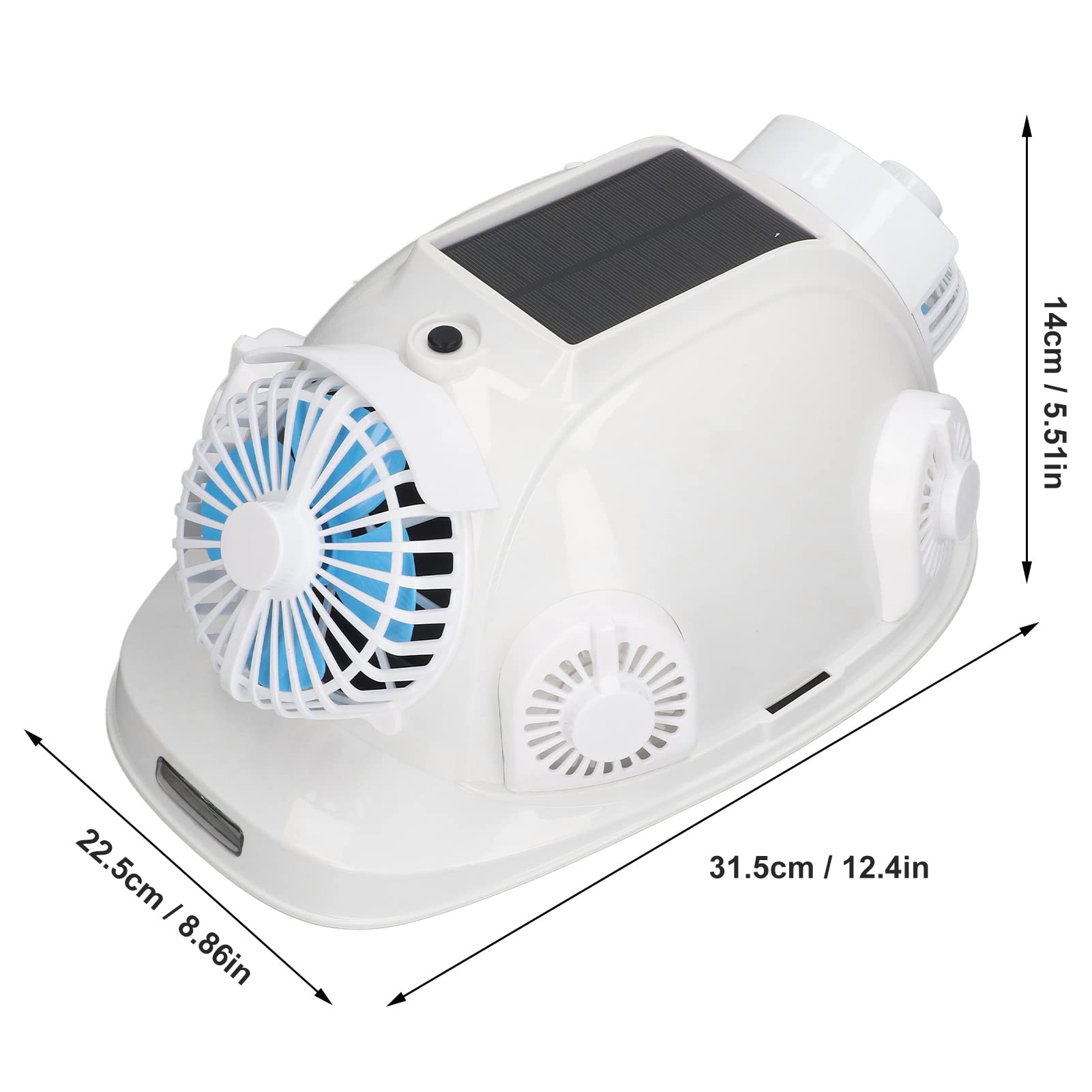 Casco duro con energía solar con 6 ventiladores de refrigeración y faro LED para trabajo nocturno, casco de seguridad de construcción ventilado