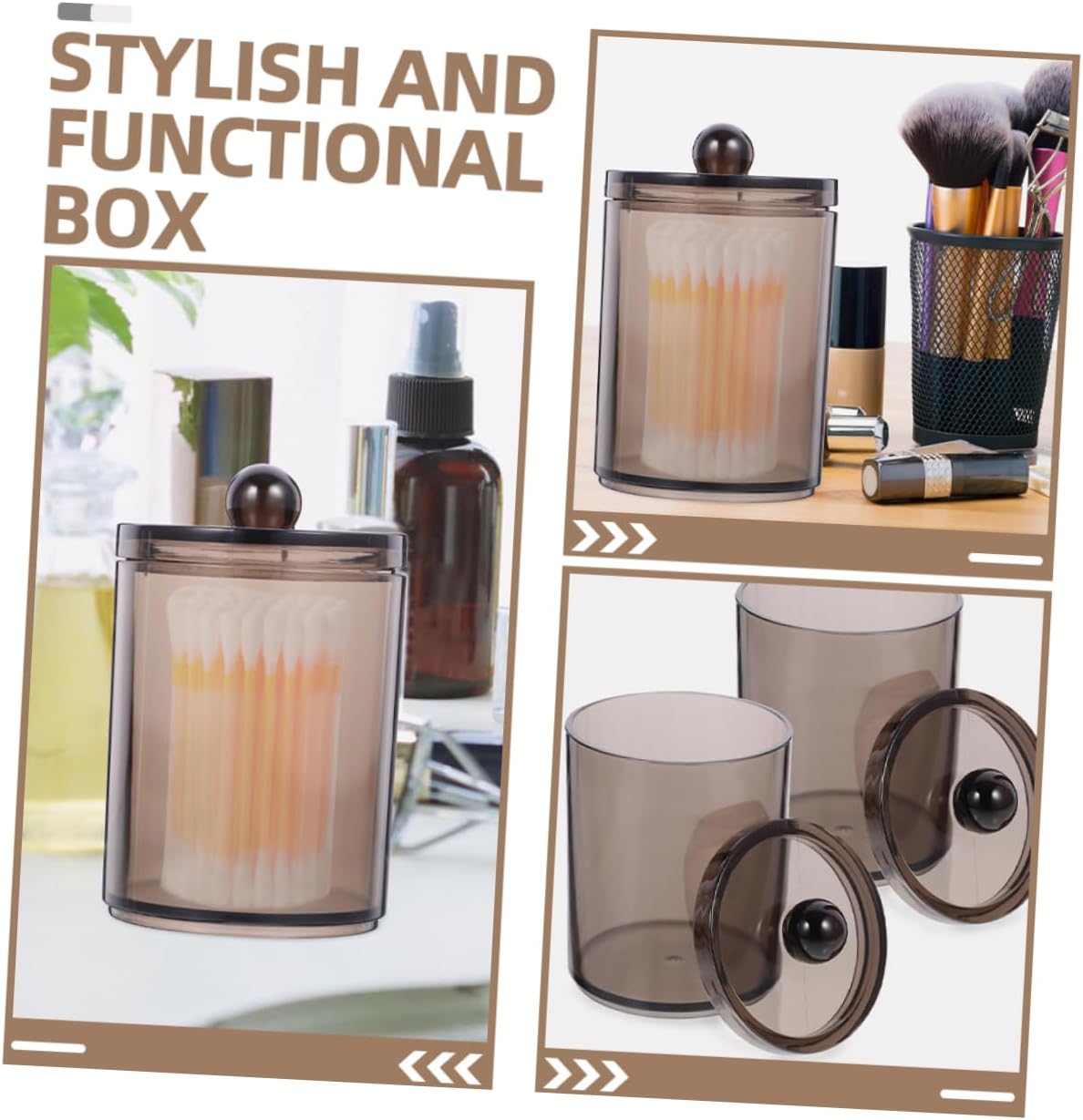 9pcs Cotton Swab Holders with Lid Compact Bathroom Organizer for Cotton Pads Toothpicks and Items Transparent Storage Containers for Home Use