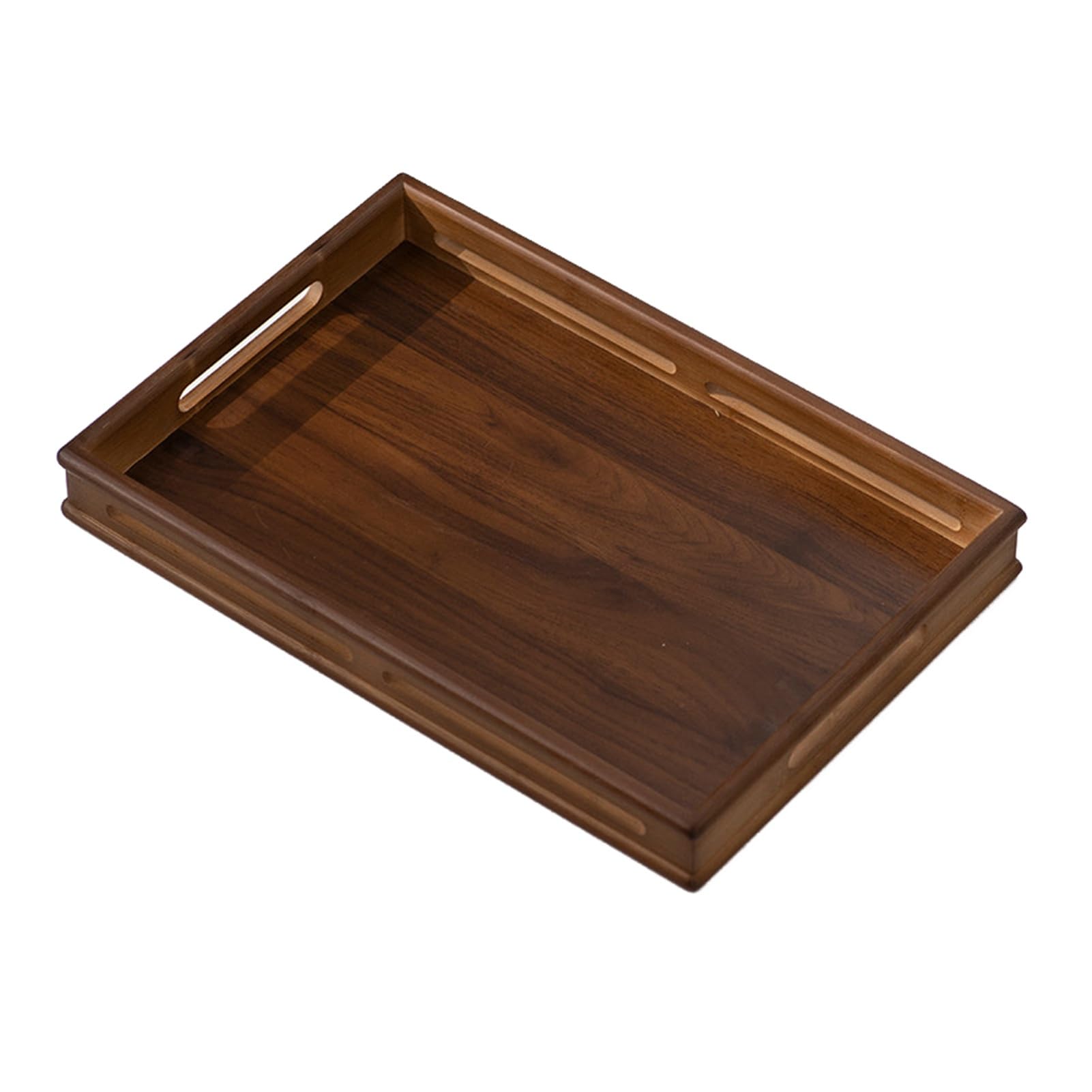 Bamboo Household Tray,Rectangular Fruit,Openwork Handle,Suitable for Living Rooms and Bathrooms(Color1,43x29x5cm)