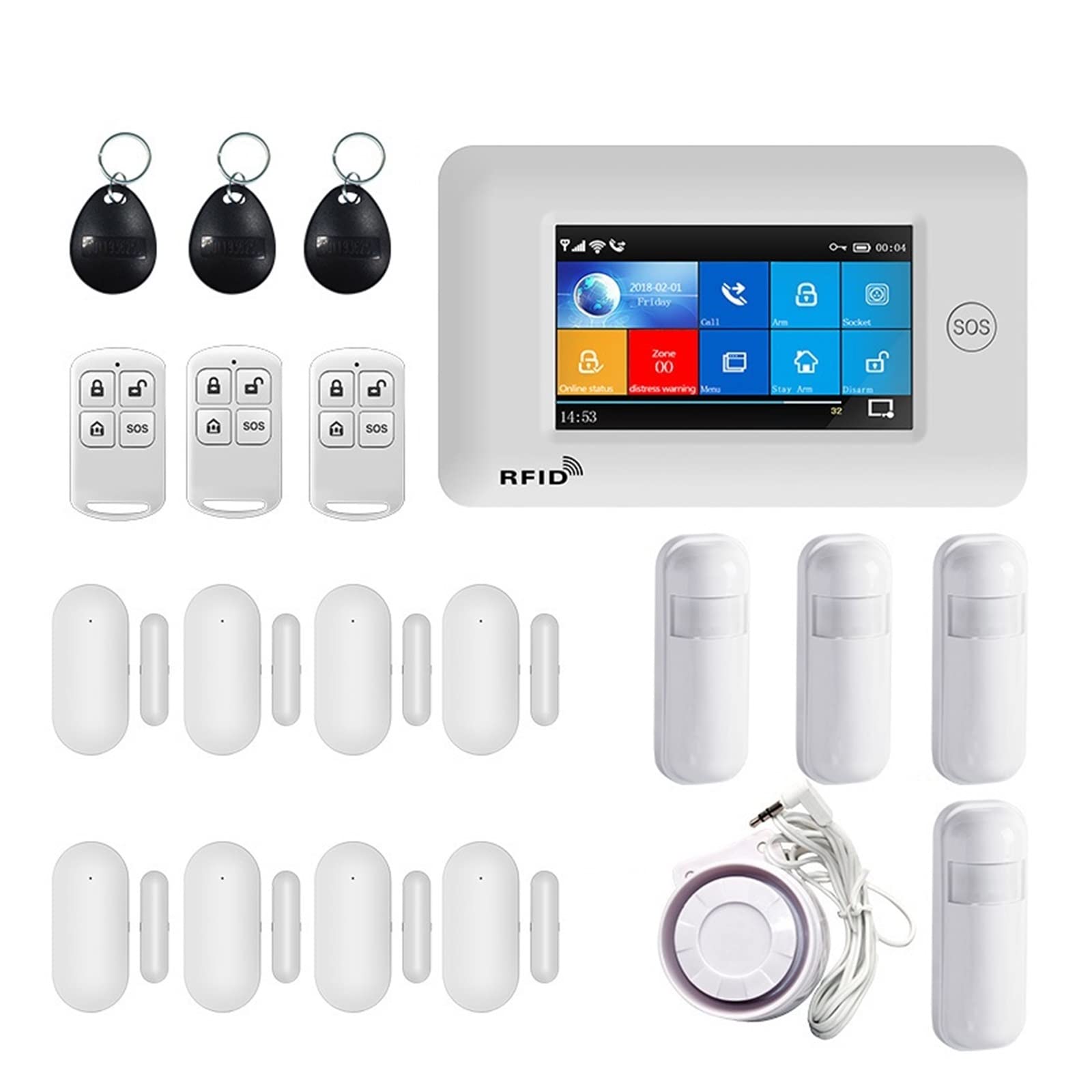CUDTAPI TUYA Smart Security Alarms For Home Wireless Alarm APP Remote Control Compatible(H)