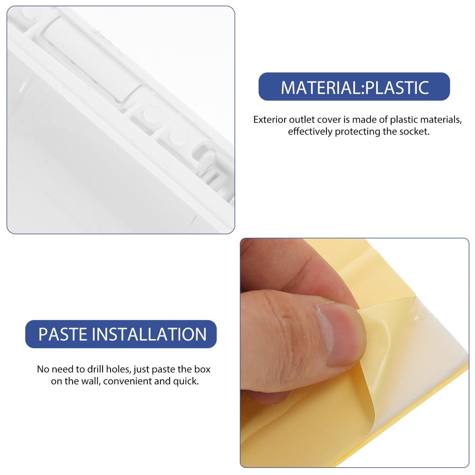 Elettrica Installazione Esterno da Coperchio Presa e per Bianco Plastica Adesiva Pratica Semplice Protezione Prese Esterne Outdoor