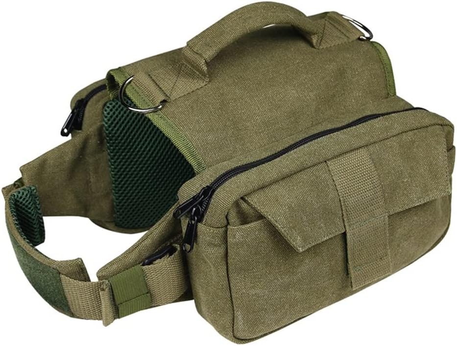 VVVSO Outdoor Dog Saddlebag Travel Pack Large Dogs Canvas Backpack Camping Bag (Medium, Khaki) : Pet Supplies