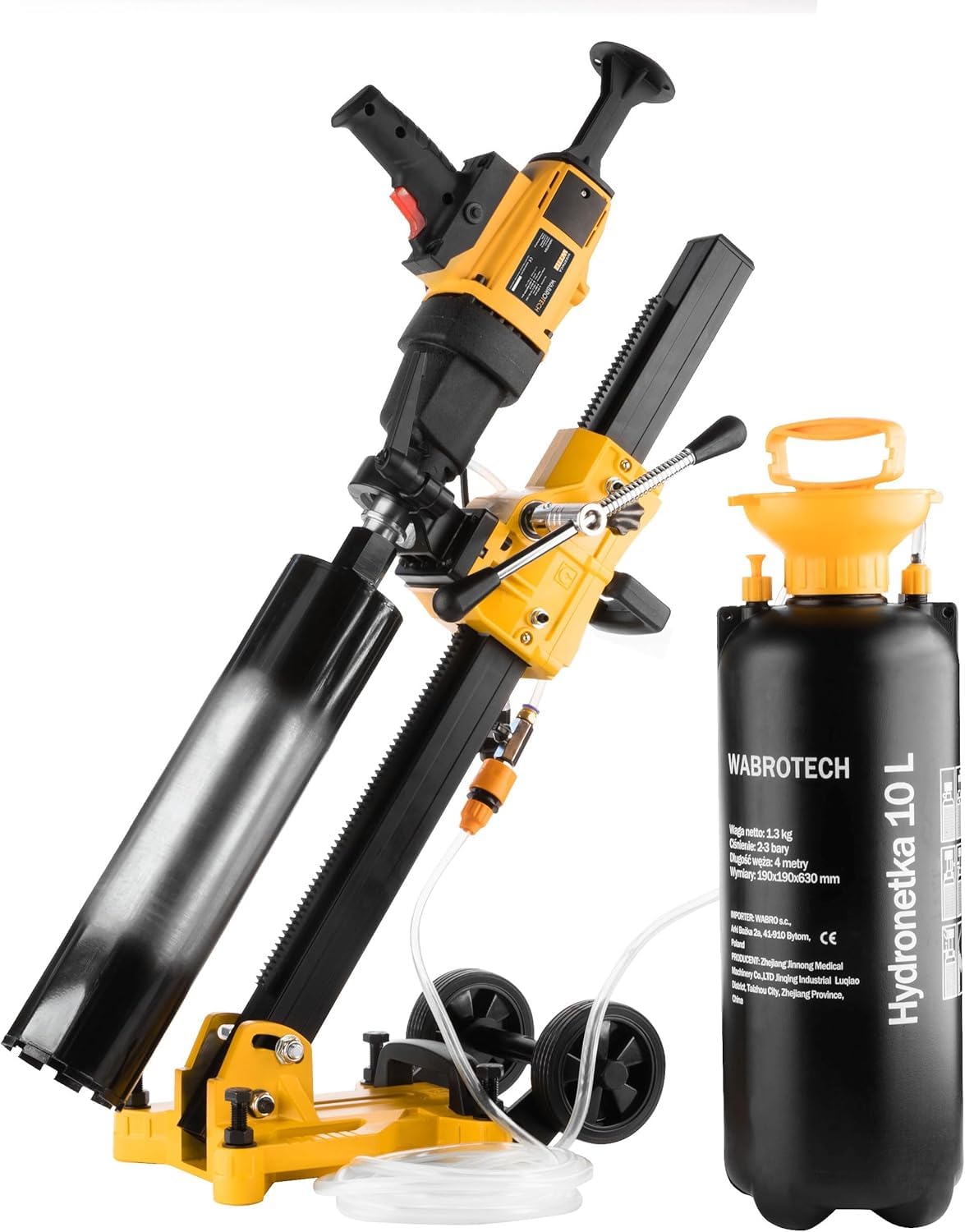Carotatrice 3 Marce 1500 W su Supporto di Carotaggio Inclinabile con Ruote - Carotatrice Diamantata con Interruttore PRCD - Carotatricce a Mani 3960 Giri/min per Carotaggio a Umido e a Secco