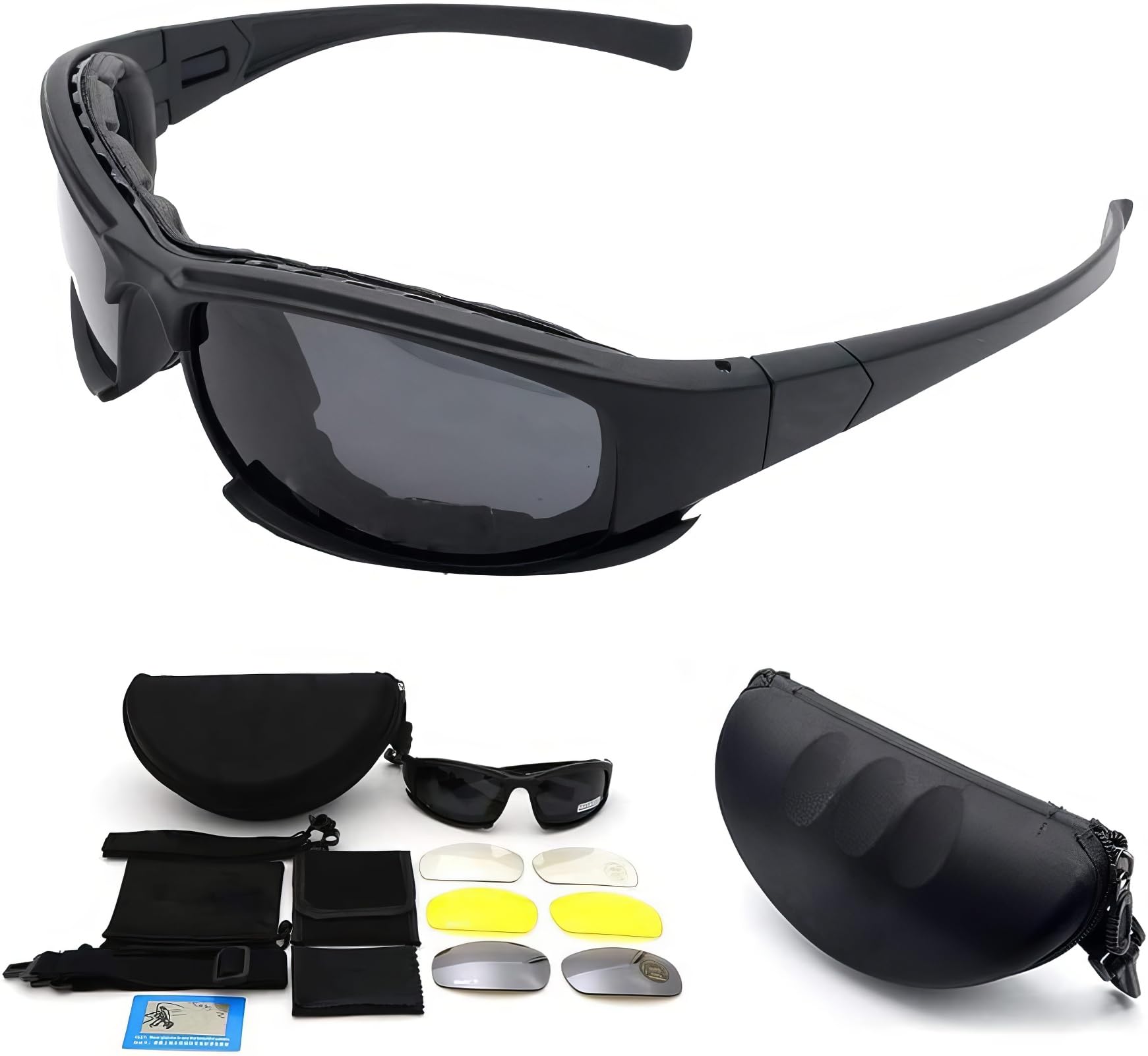 HugeAuto Gafas de sol deportivas polarizadas, gafas de sol militares X7, gafas tácticas militares con 4 lentes intercambiables, gafas protectoras para hombres y mujeres en correr