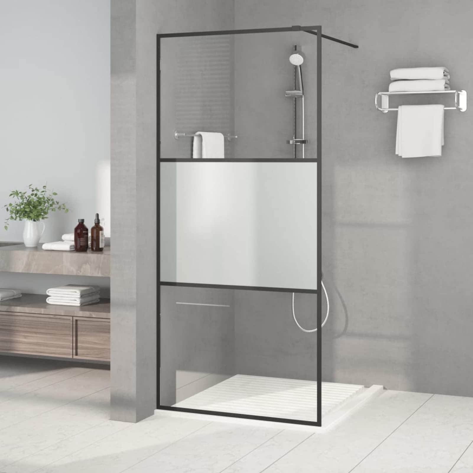 Paroi de douche en verre ESG demi-depoli de qualite superieure 90 cm