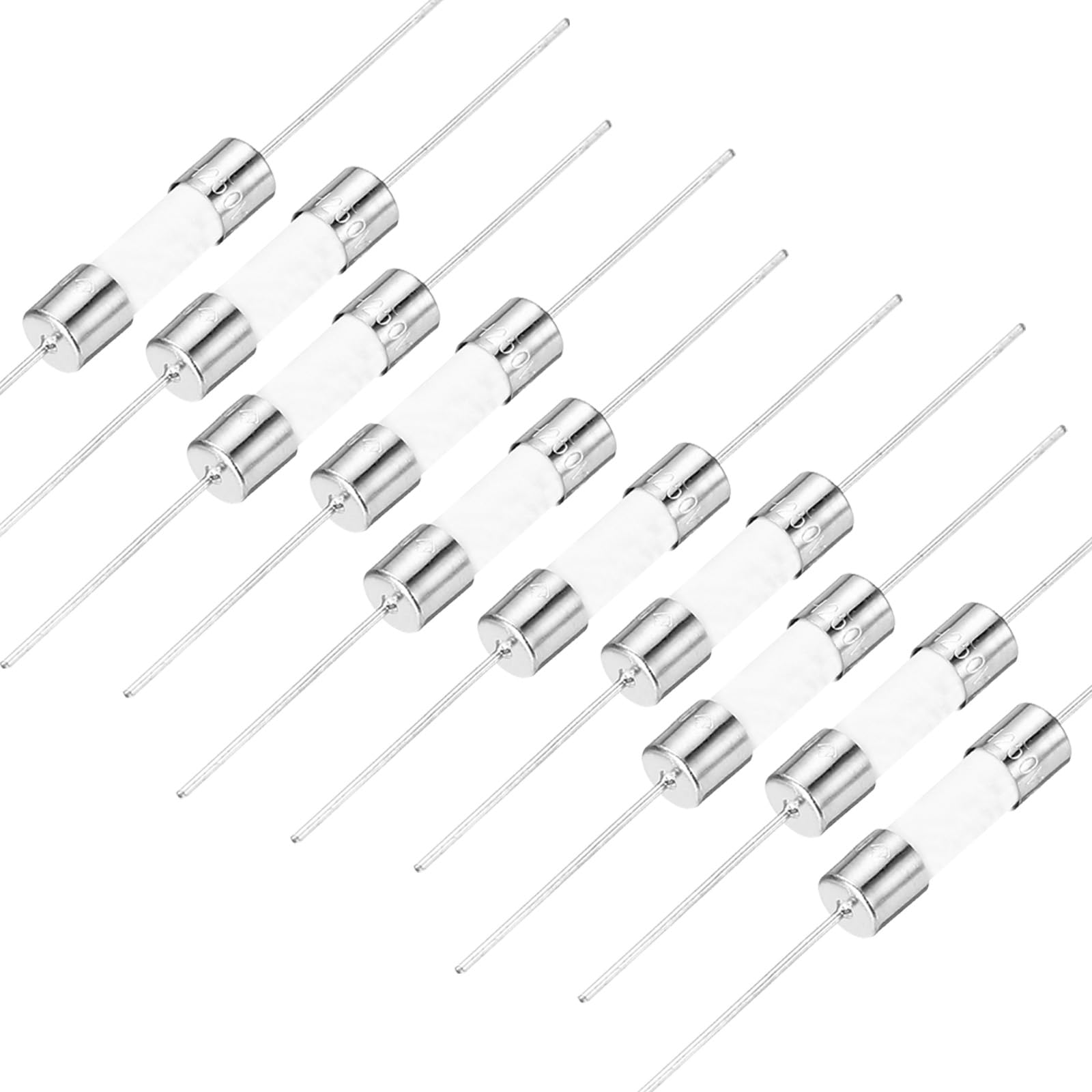 sourcing map Slow Blow Fuse Time Delay Lead Wire Ceramic Fuses 5mm x 20mm 250V T3.15A 10Pcs