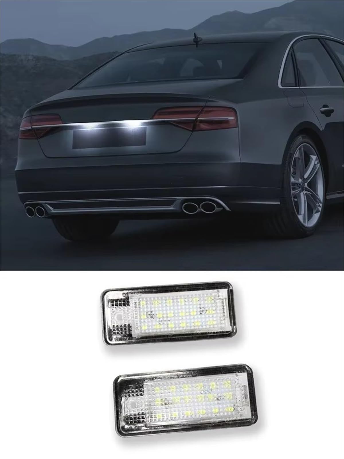 Luz de matrícula para A3 S3, A4 B6 B7, A6 C6 4F, Q7 RS4, 6000K, luz de matrícula blanca, lámpara de número Canbus, sin errores, 2 piezas