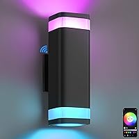 Vista 1 de SHIMR Luz de pared inteligente RGB para exteriores, control de aplicación WiFi, lámpara exterior que cambia de color con sensor de atardecer a