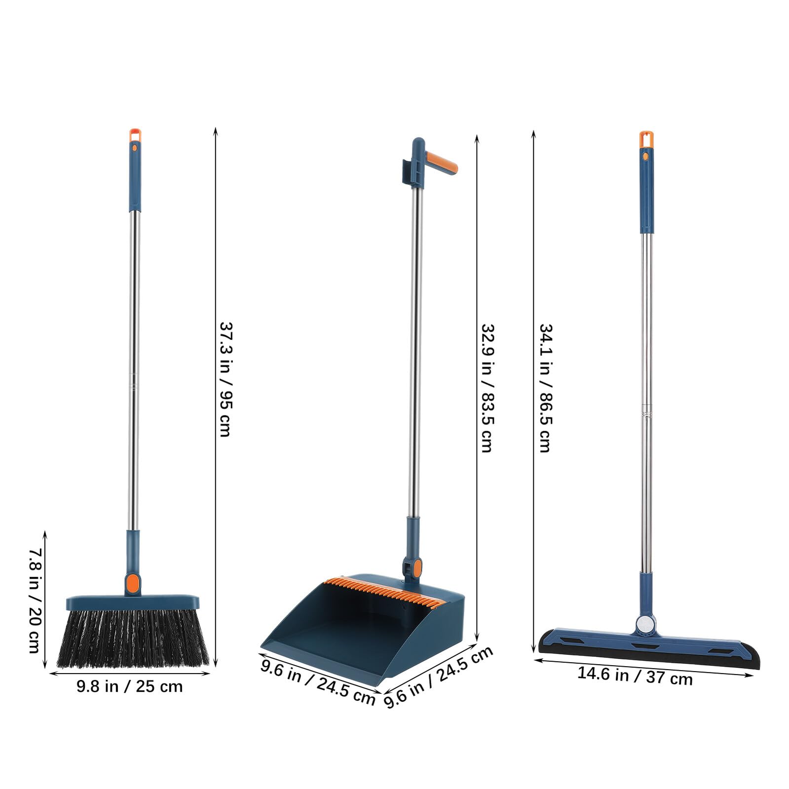Klappbares Besen und Kehrschaufel Set mit Drehbarem Besen Platzsparend und Robust Effektive Reinigung für Haushalt Küche und Schwer Zugängliche Ecken Langlebiges Set in Blau