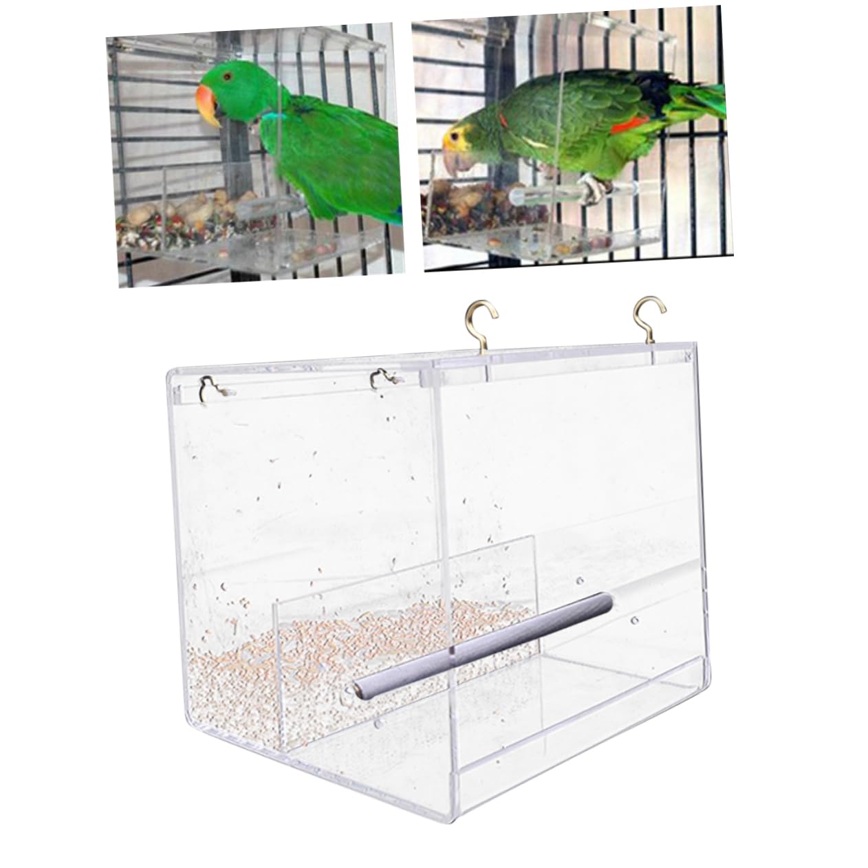 COLLBATH Mangiatoia per Uccelli Selvatici Vassoio Profondo Tazze Acrilico Trasparente Resistente Divisorio per Cibo di Drenaggio Facile da Pulire e Riempire