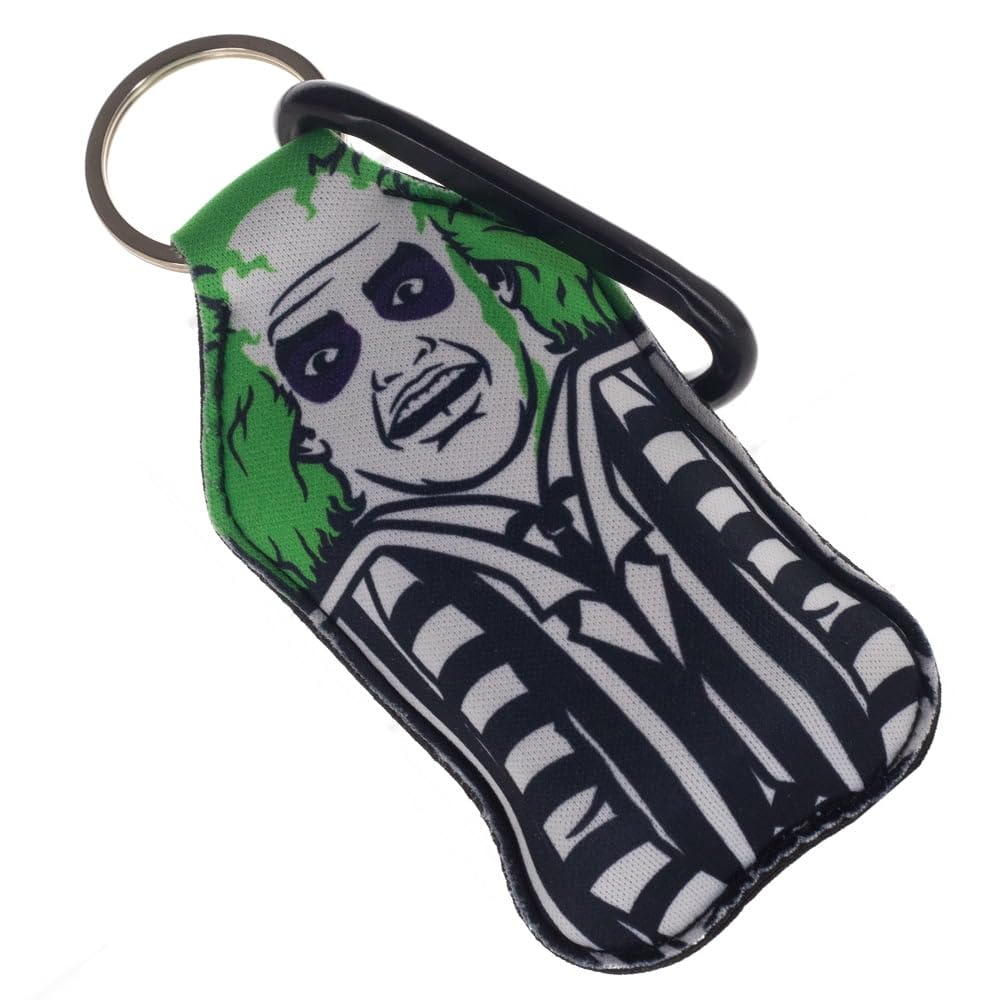 Beetlejuice Keychain with Hand Sanitizer Bottle Holder