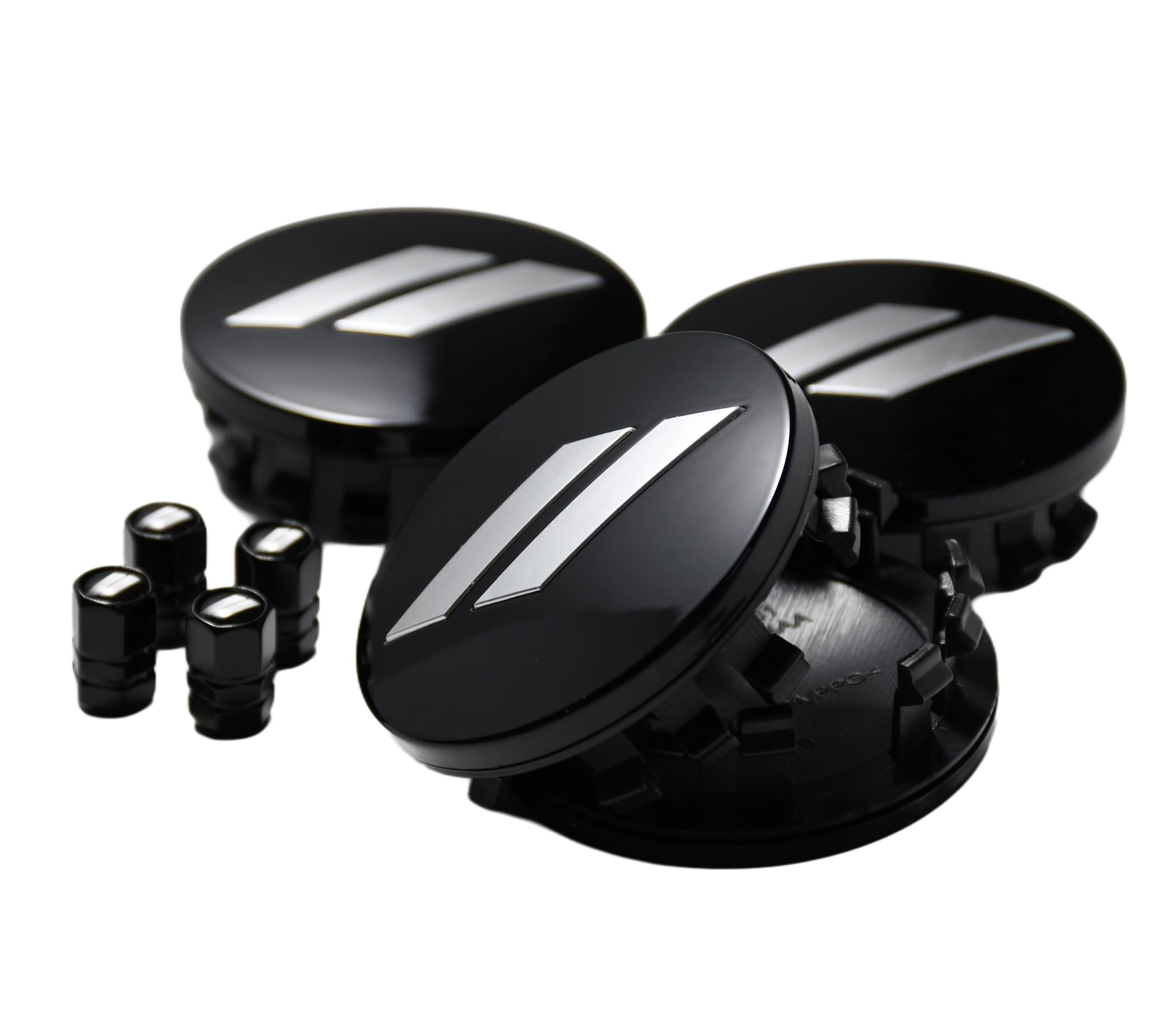 Photo 1 of (Set of 4) 63mm=2.5 inches // Slash Wheel Center Caps Covers HubCaps + Tire Valve Stem Caps Trim for Dodge Charger Challenger Durango Hornet Dart R/T SRT Magnum Nitro Journey Caliber Avenger