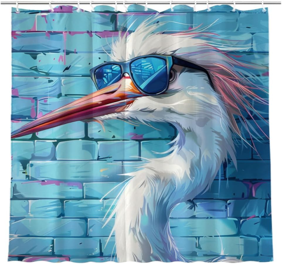 NGZ Pitbull Dog Shower Curtain with Sunglass Shower Curtain Farmhouse Flower Funny Rustic Blossom Fabric Bathroom Decor Set with Hooks(72Wx72H)