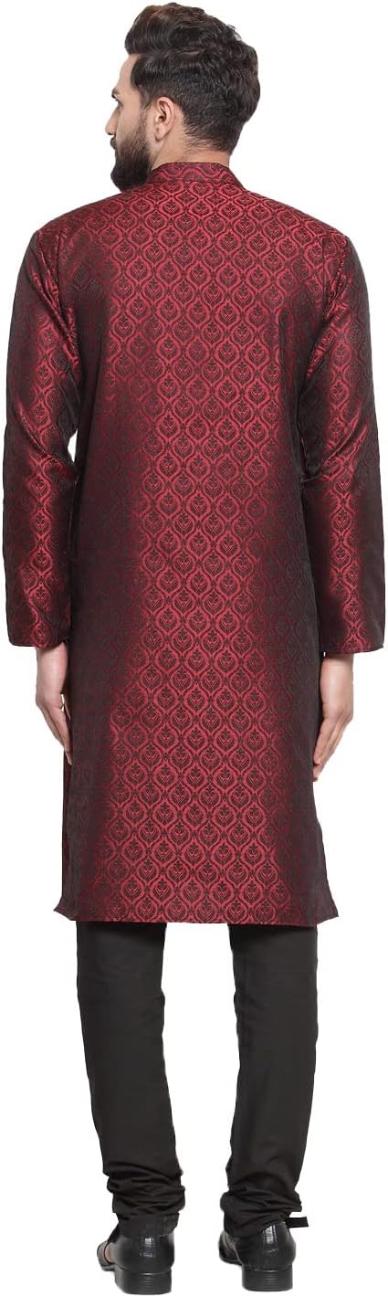 Maple Clothing Brocade Silk Men's Kurta Pajama Indian Wedding Party Wear