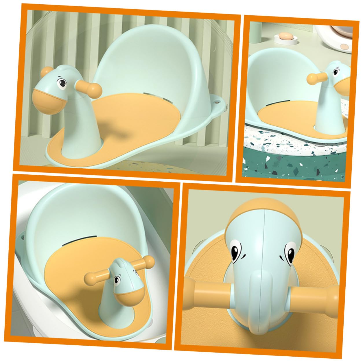 Yardwe Asiento de Baño para Bebés Antideslizante Ventosas Fuertes Silla de Ducha Ergonómica para Bañera Color Azul Soporte Seguro para Recién Nacidos y Pequeños