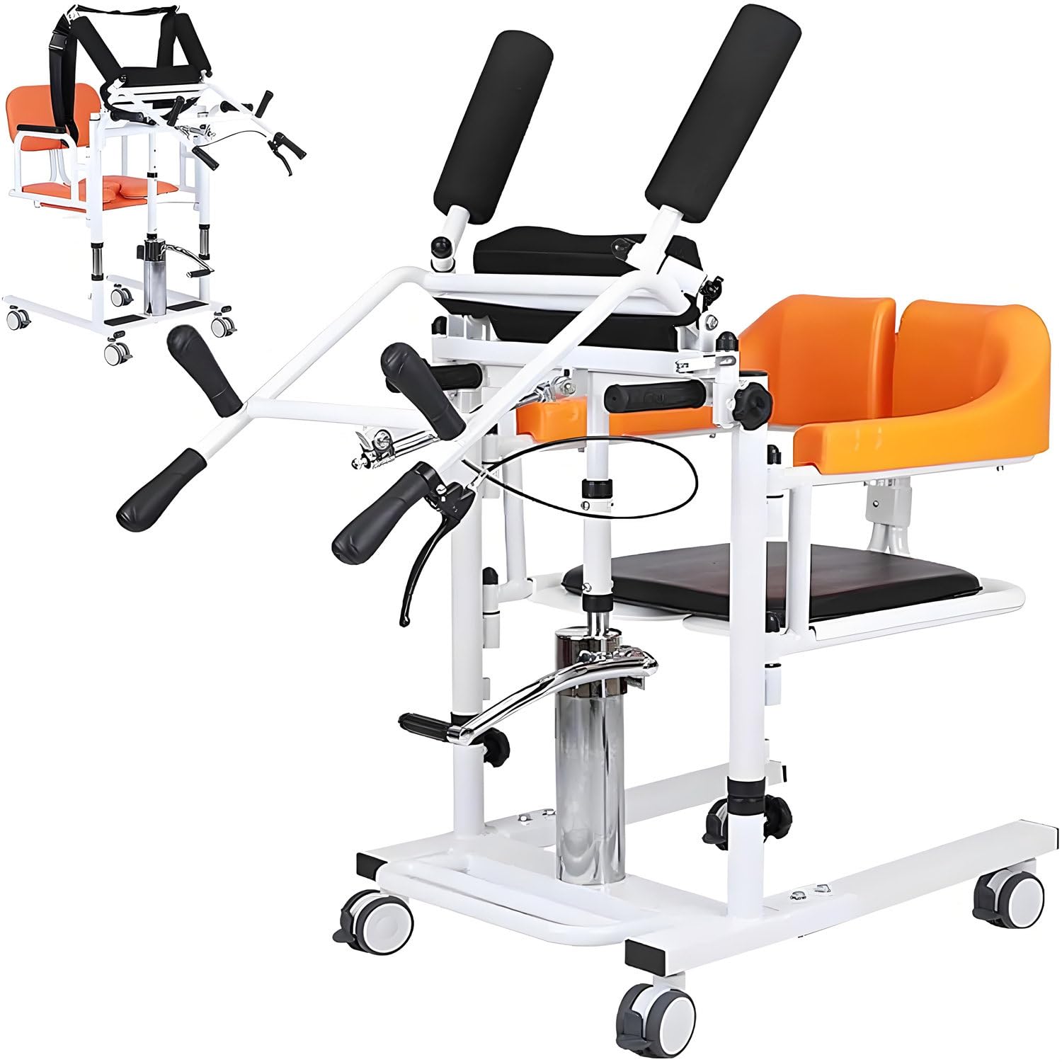 Silla Transferencia con Elevador Pacientes, Elevador Sentarse Y Levantarse, Silla Transferencia Portátil 4 En 1, Hogar Elevador Silla Ruedas, illa Noche Ayuda para Levantar Orange