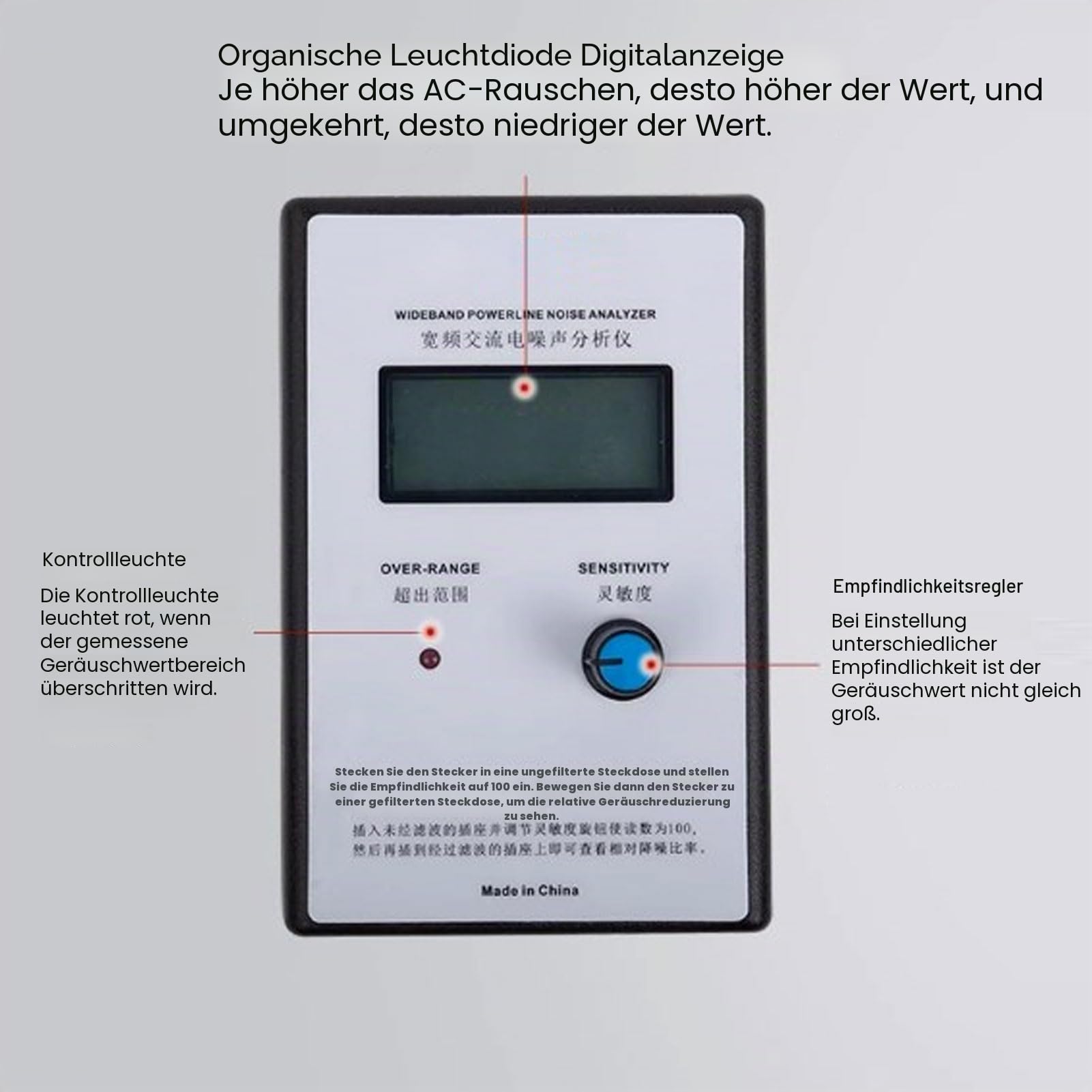 EMI Rausch Analysator Netz Netzteil Messgerät 300kHz-700kHz Breitband OLED Display AC Ripple Spannungsmessung