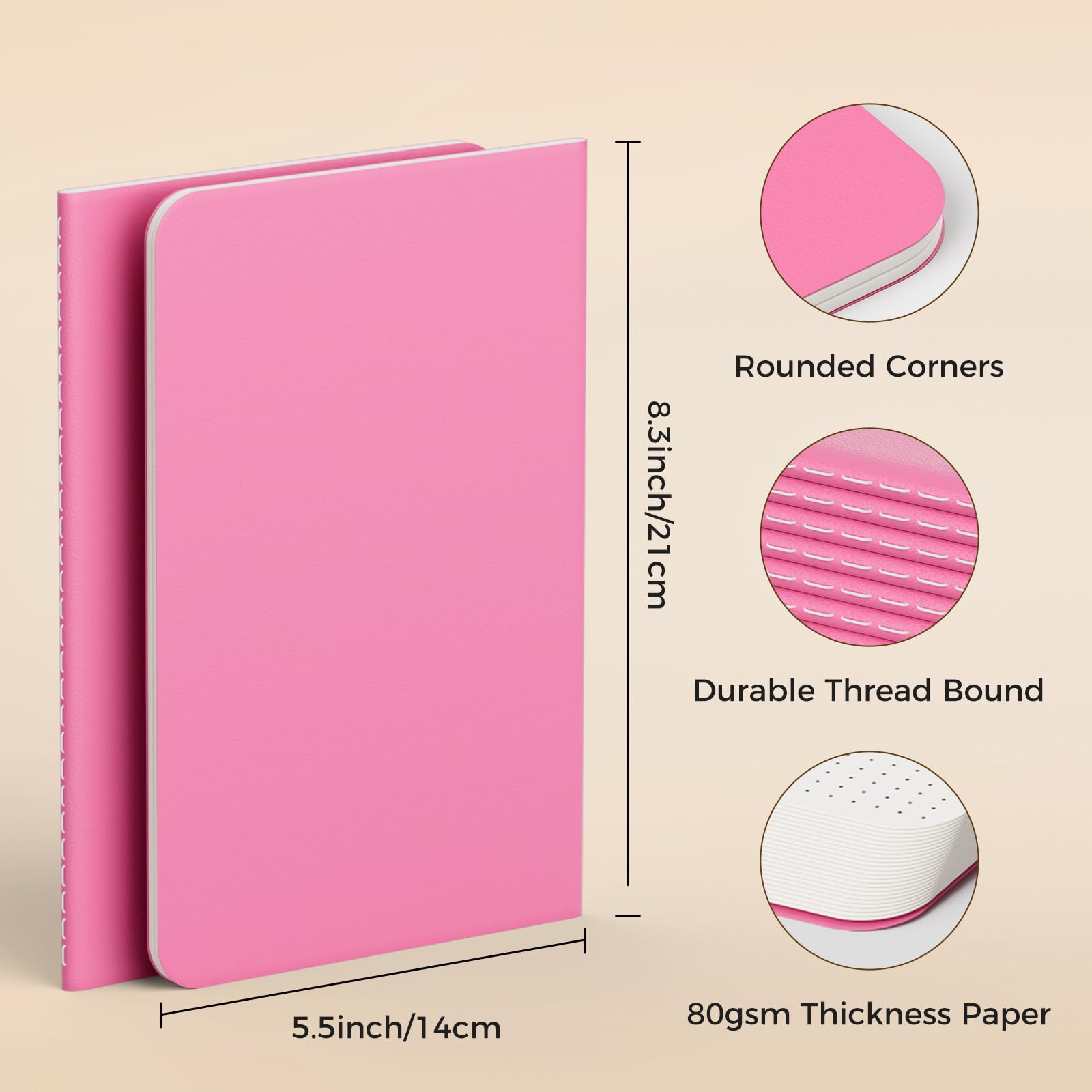 12 Pack Colorful Dot Grid Notebook Journals Bulk with Dotted Grid Paper, 60 Pages, 8.3x5.5 inch, A5 Size, Writing Diary Subject Notebooks Planner for Student Travelers Office, Travel Journal Set