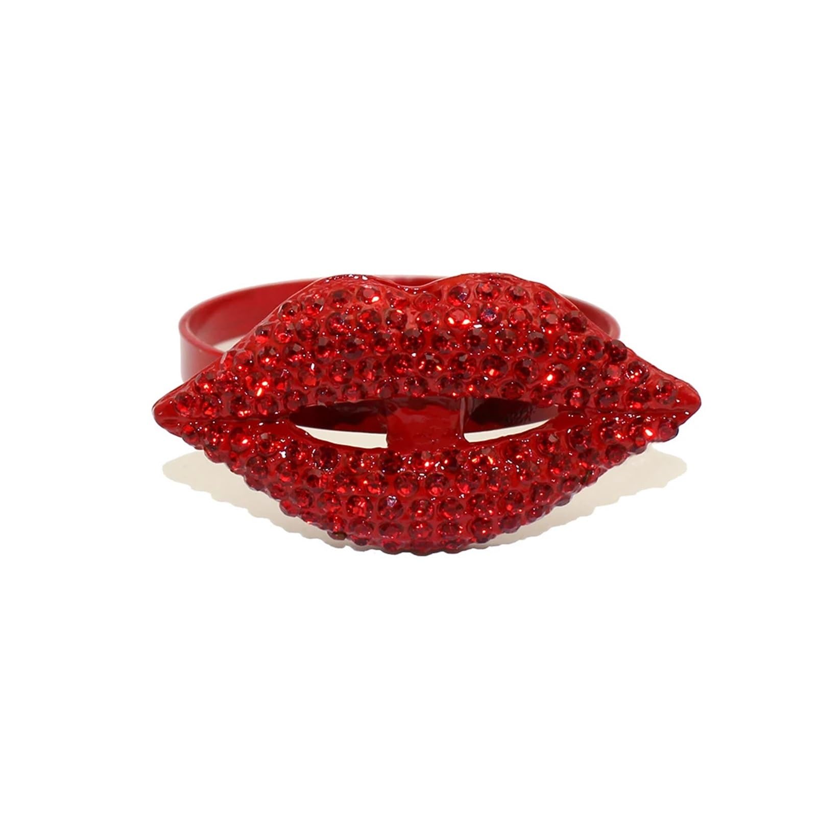 napkin rings 6Pcs Valentine's Day Napkin Rings Rhinestone Red Lip Holders for Anniversary Wedding Christmas Table Decor