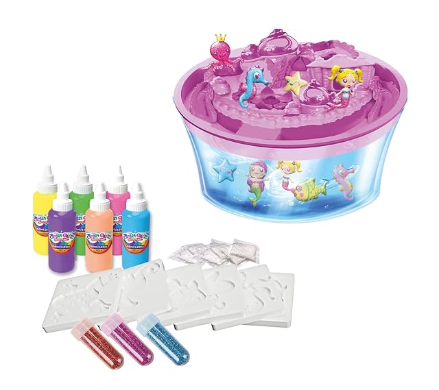 Simba- Aquagelz Set Deluxe Sirenas, Crea Figuras Blanditas en 3D, Incluye 6 Botes de Colores, 6 Moldes