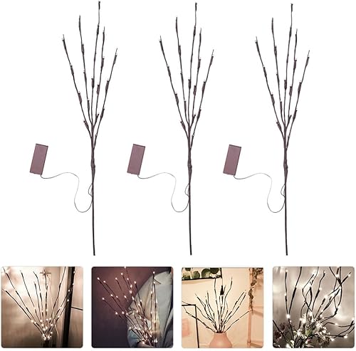 Miniatura 7 de Paquete de 3 luces LED de ramas iluminadas para jarrón, ramas de sauce, ramas iluminadas, árbol artificial, luces decorativas para decoración del