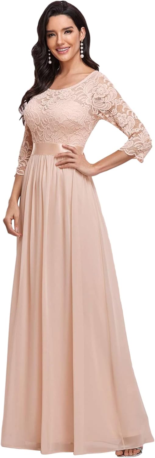 Ever-Pretty - Vestido largo elegante para dama de honor con cintura imperio manga de 34 07412