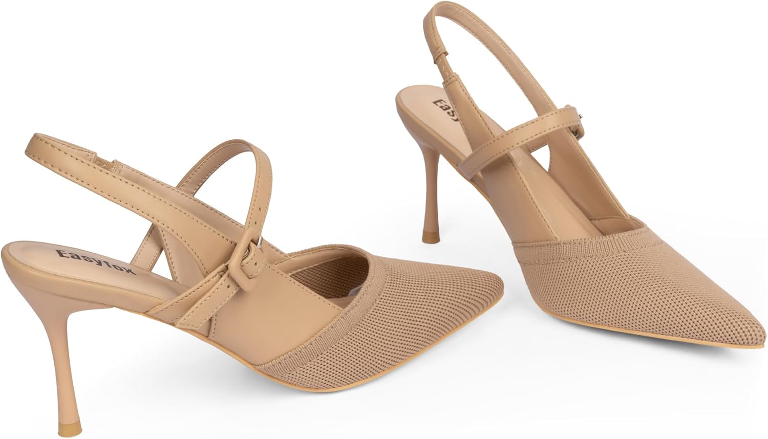 Closed Toe Heels for Women Pointed Toe Stiletto Knitted Slingback Heels Womens Pumps Wedding Dress Shoes - Image 6