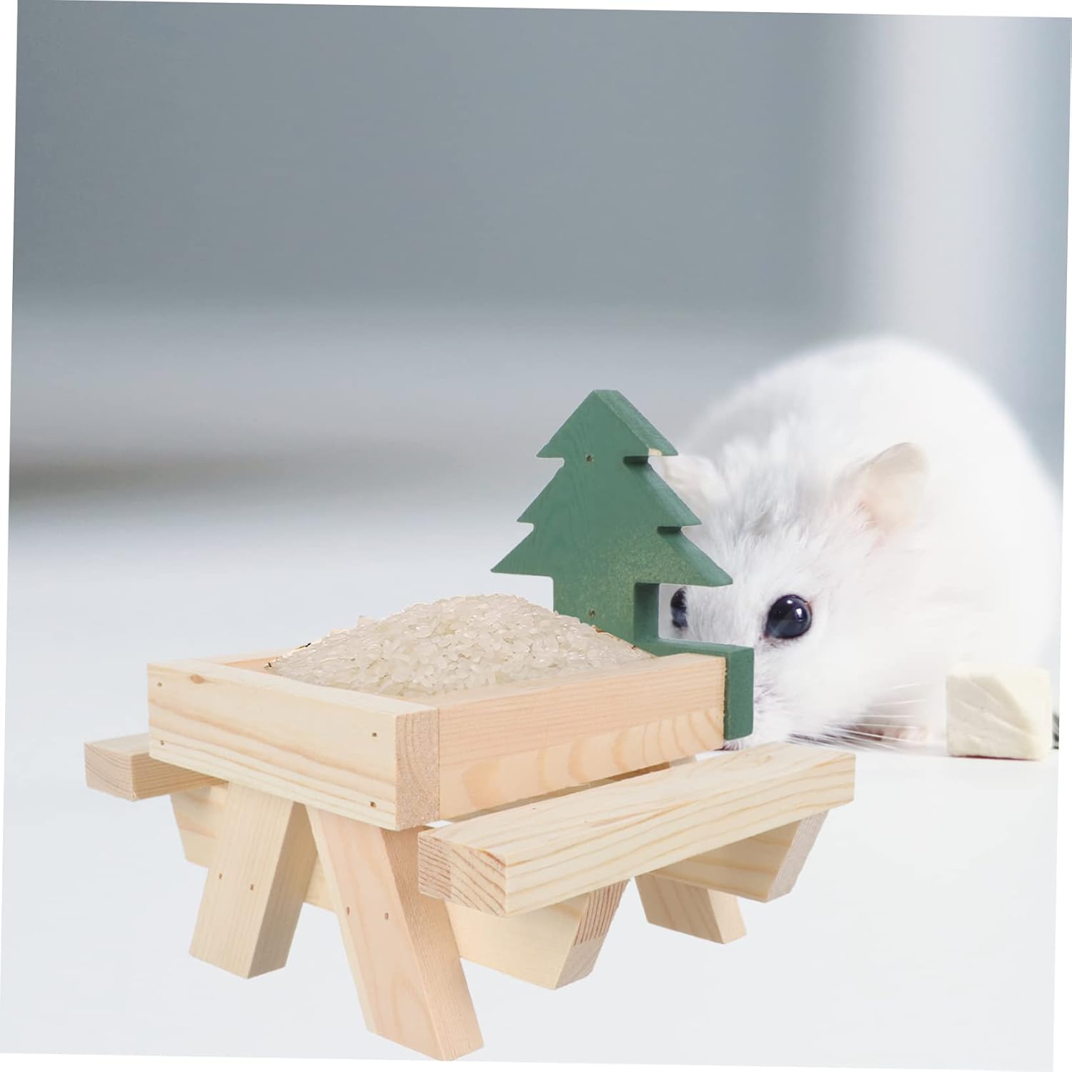 YARNOW 1pc Wooden Squirrel Feeder Picnic Table for Outdoor Corn and Peanut Feeding Natural Wood Squirrel Rack for Garden and Wildlife Enjoyment