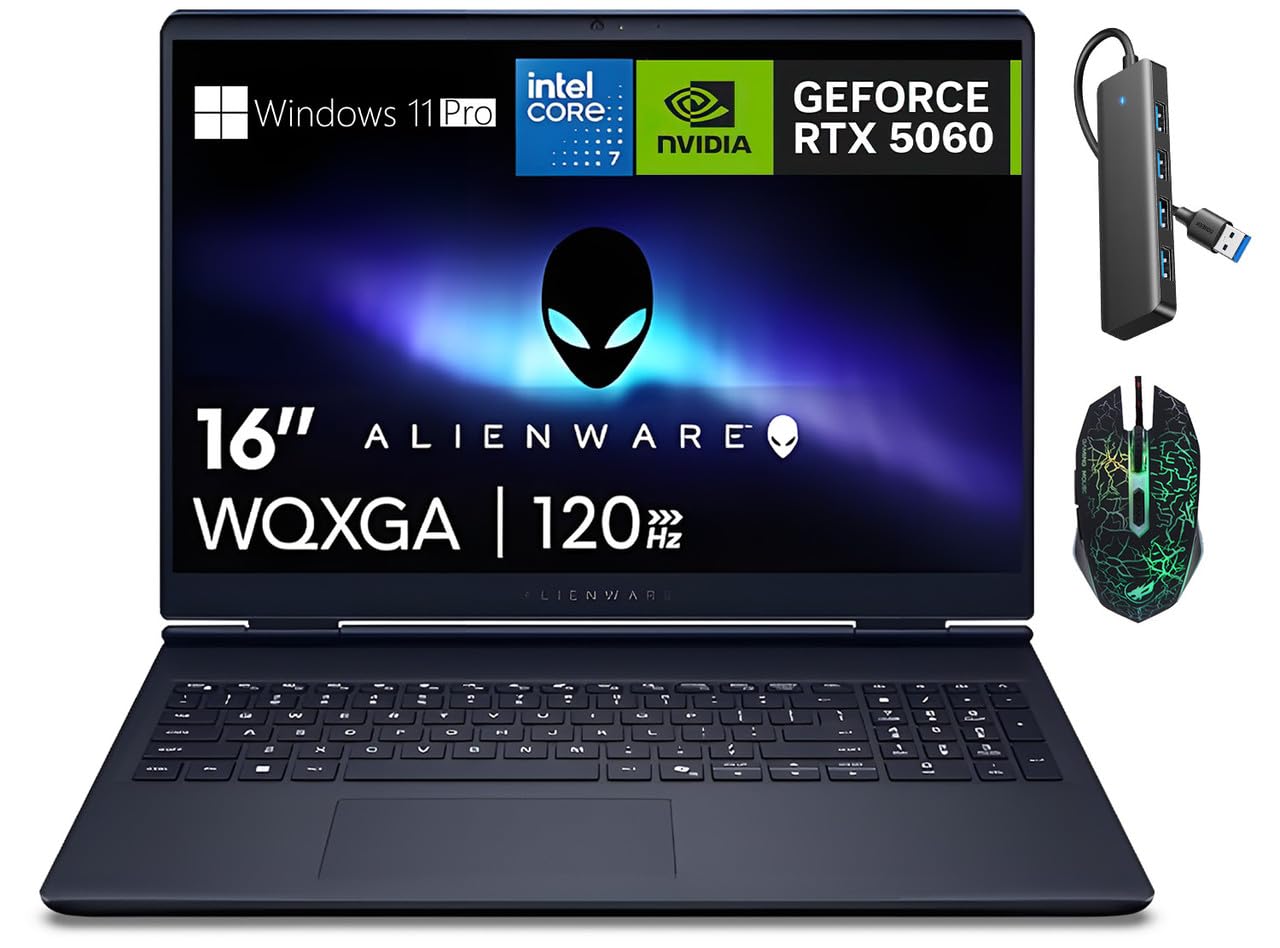 Alienware 16 Aurora Gaming Laptop, AC16250 16" WQXGA Display• 120Hz• Intel 10-Core 7 240H• 32GB DDR5 RAM• 1TB SSD• NVIDIA GeForce RTX 5060 8GB•