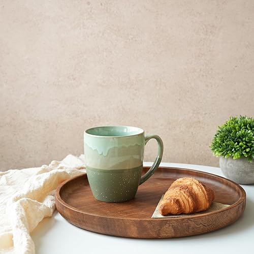 Miniatura 4 de Bosmarlin Juego de 4 tazas de café de cerámica, 17 onzas, tazas de café verdes con mango grande, aptas para microondas, esmalte reactivo único
