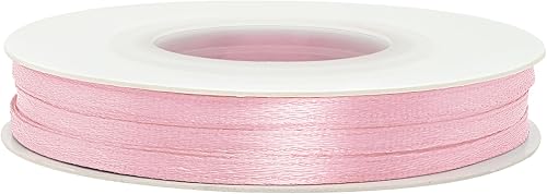 Miniatura 447 de Cinta de satén rosa polvoriento de doble cara de 1/4 pulgadas x 50 yardas, cintas de poliéster polvorientas para envolver regalos, cinta de tela