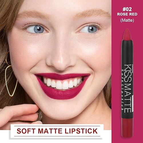 Vista 94 de evpct 8 Uds. Lápiz labial mate y lápiz labial de lápiz labial color rojo rubí oscuro ciruela púrpura vino nude beige marrón mate lápiz delineador 01