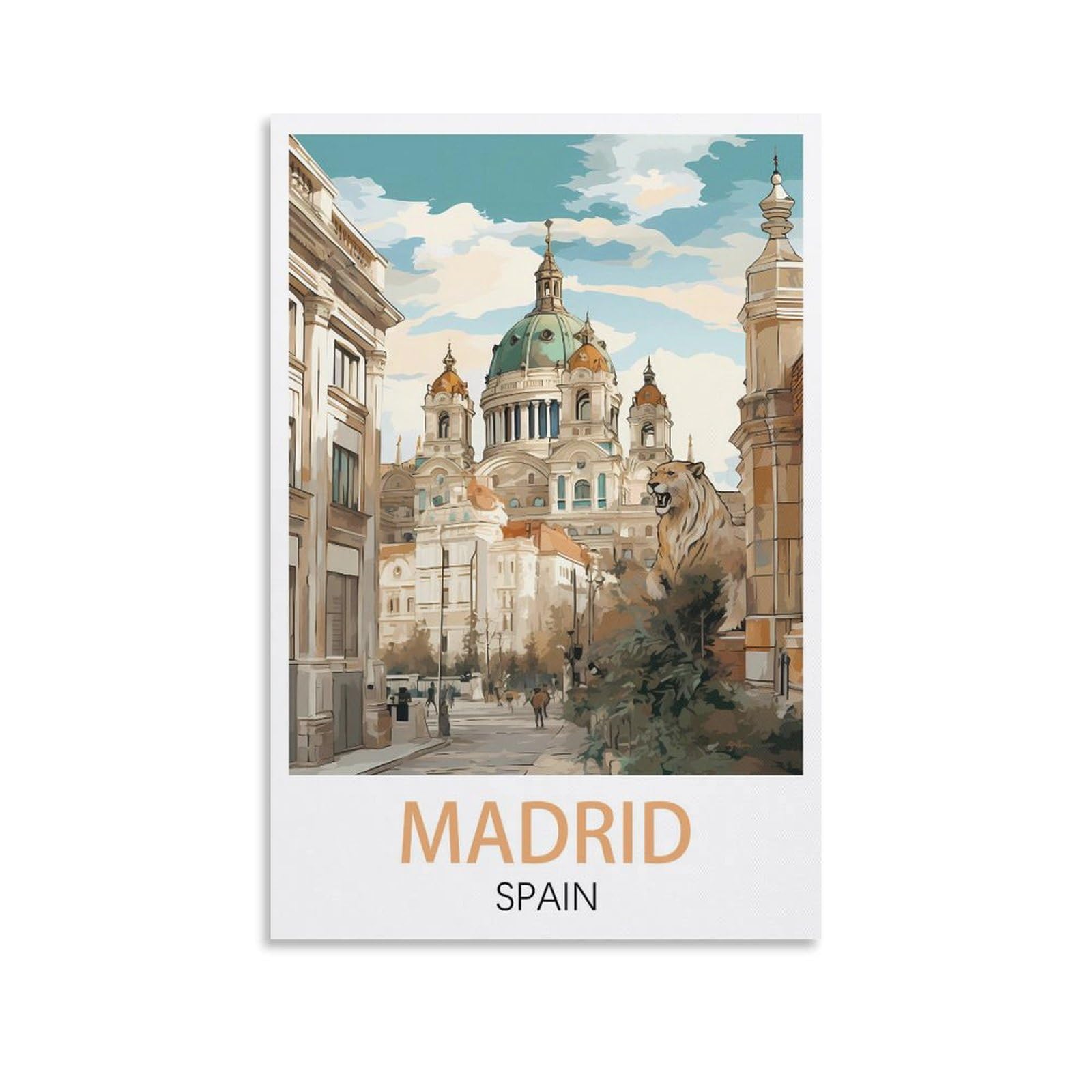 EZMLFA DIY 5D Diamond Painting Kits for Adults,Madrid Spain DIY Diamond Art Kits Gem Painting Crafts for Home Wall Decor 30x40cm