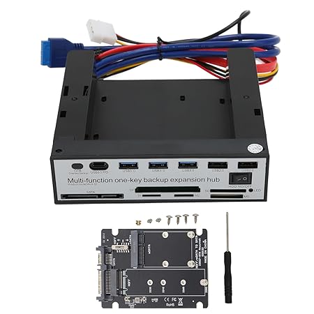 VBESTLIFE for 33C13 RTK Media Dashboard NGFF M.2 MSATA USB3.0 16TB OTB One Click Backup Multifunction Media Front Panel for Desktop Computer