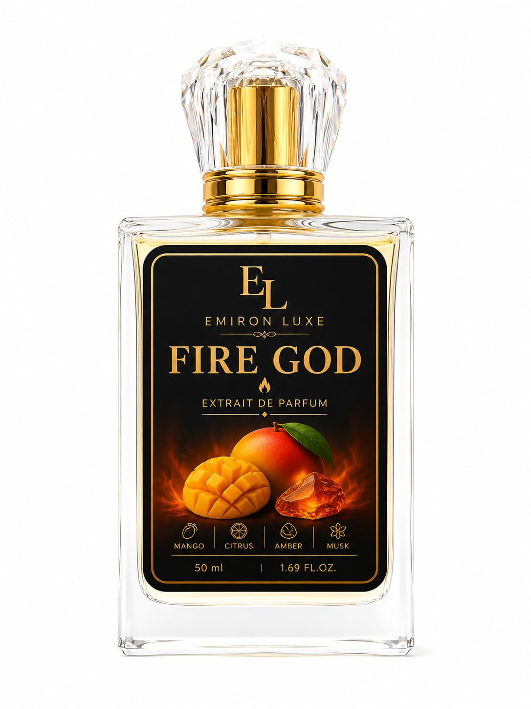 Fire God Extrait de Parfum 50 ml | Mango & Citrus Notes, Amber & Musk Base, Long Lasting Wear, Unisex Fragrance, Powerful Sillage-image-1