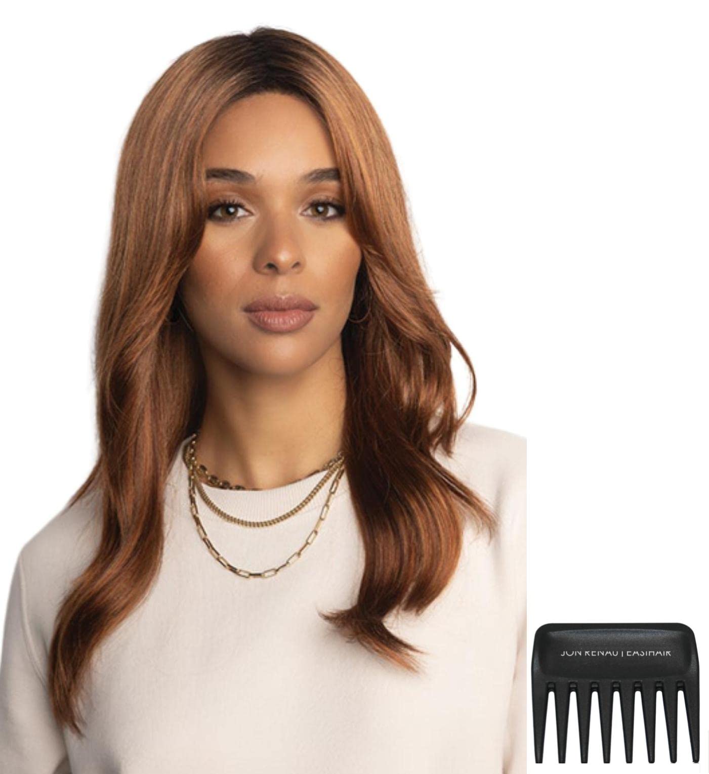 Bundle - 3 Items: Sage Petite/Average Wig by Rene of Paris, Christy's Wigs Q & A Booklet & Wide Tooth Comb - Color: Watermelon-R