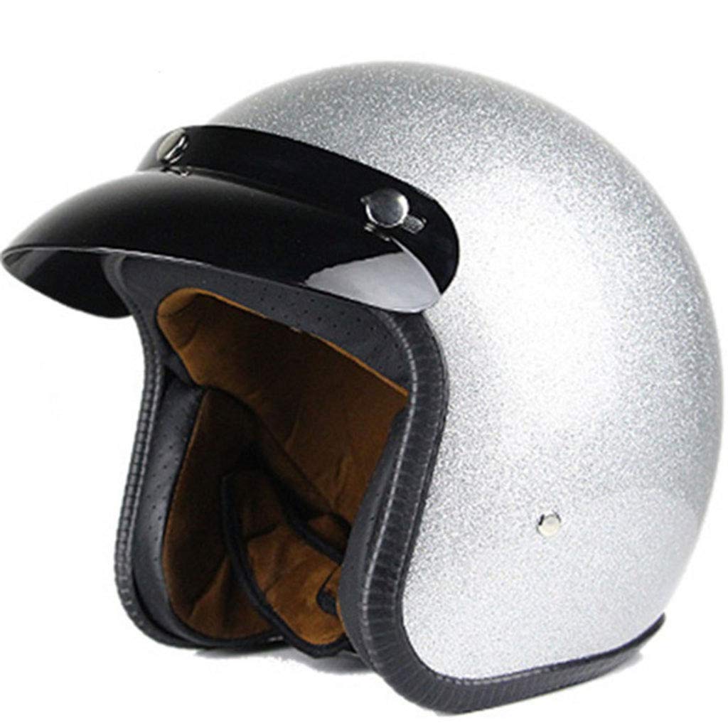 BGMKE Casco Moto con Visiera Parasole, Casco Moto Vintage Open Face, Casco Mezzo Harley Unisex, Casco Scooter Cruiser Chopper Stile retrò, 55-64cm