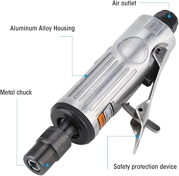 16 Pcs Air Die Grinder Kit,25000RPM 1/4 1/8 Pneumatic Rotary Grinding Tool Air-Powered Die Grinder with Grinding Heads and Spanner