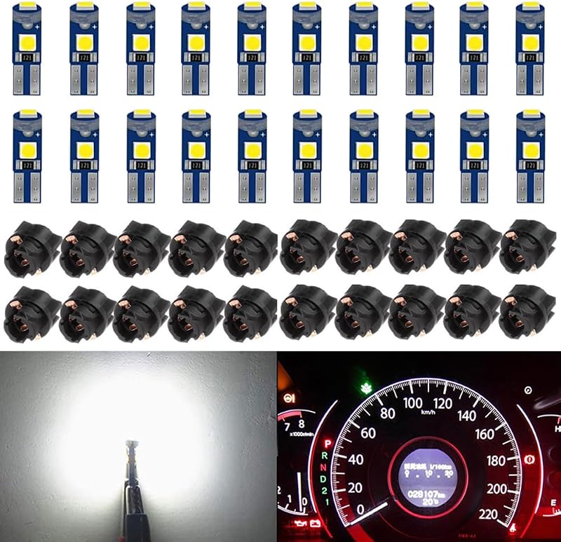 Kit de lâmpadas LED T5 PC74 PC37 BlyilyB brancas para painel e instrumentos – 20 unidades