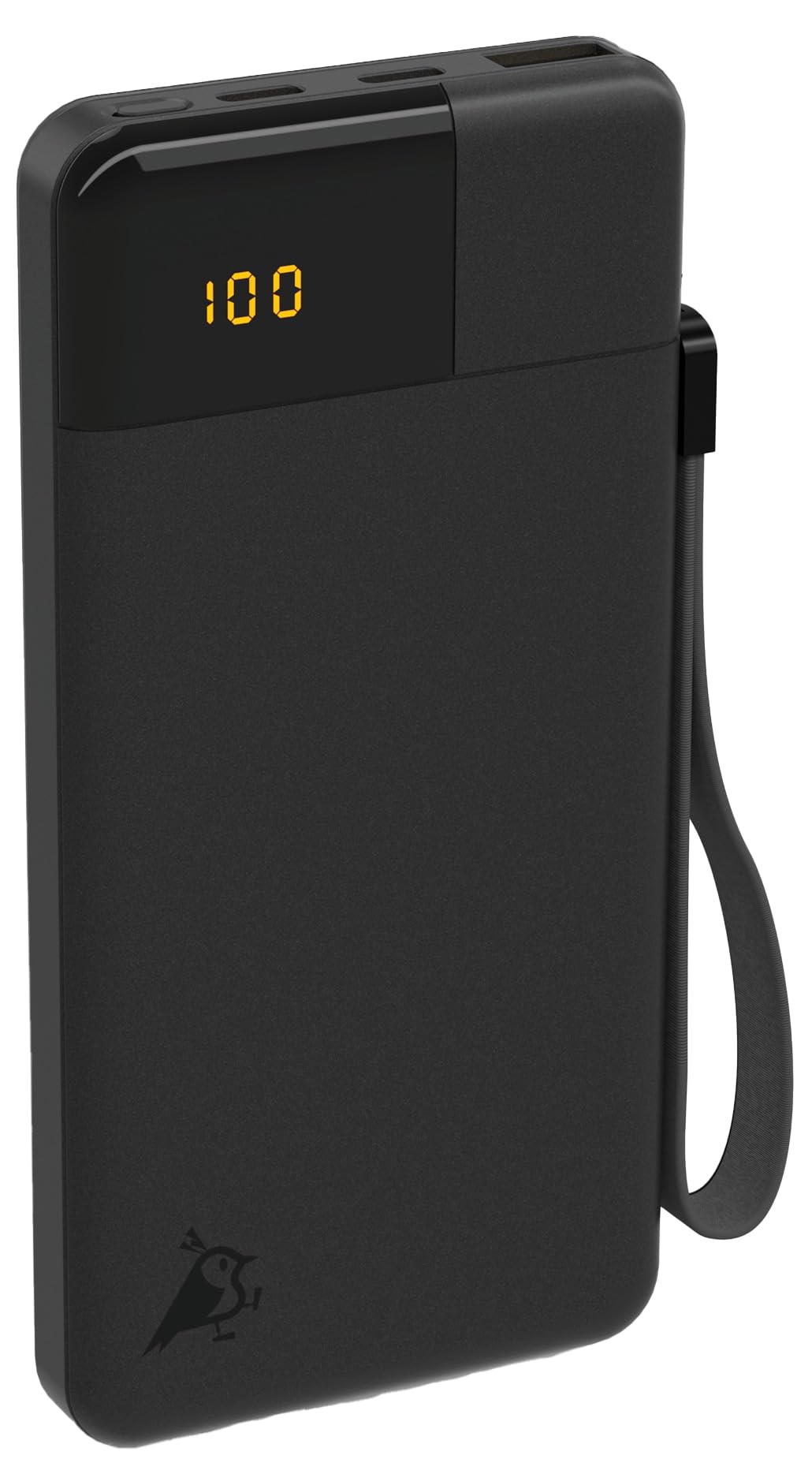 Powerbank 10000mAh, 20W, LED-Display, 2X USB-C, 1x USB-A, tragbares Ladegerät, Pass-Through-Laden, leicht und kompakt, Soft-Touch-Oberfläche, Powerbird Schwarz in plastikfreier Verpackung